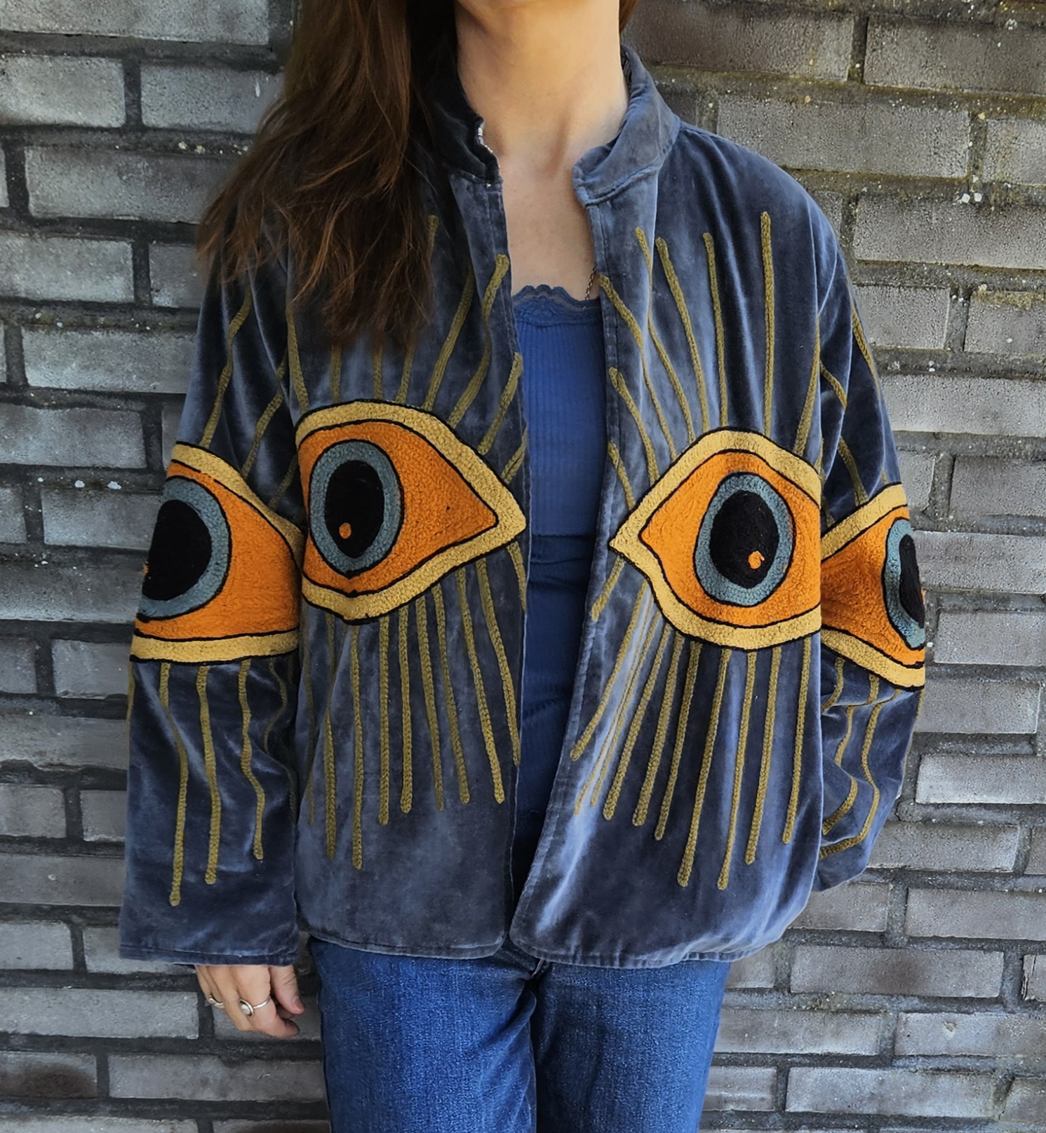 Indian jasje The Eye - Fluweel blauw